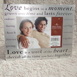 4" x 6" Photo Frame, Love, Silver, New with Tags, NWT